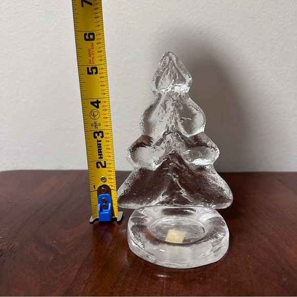 ENERYDA Sweden Clear Art Glass Christmas Tree Tealight Votive Candle Holder - Picture 7 of 7